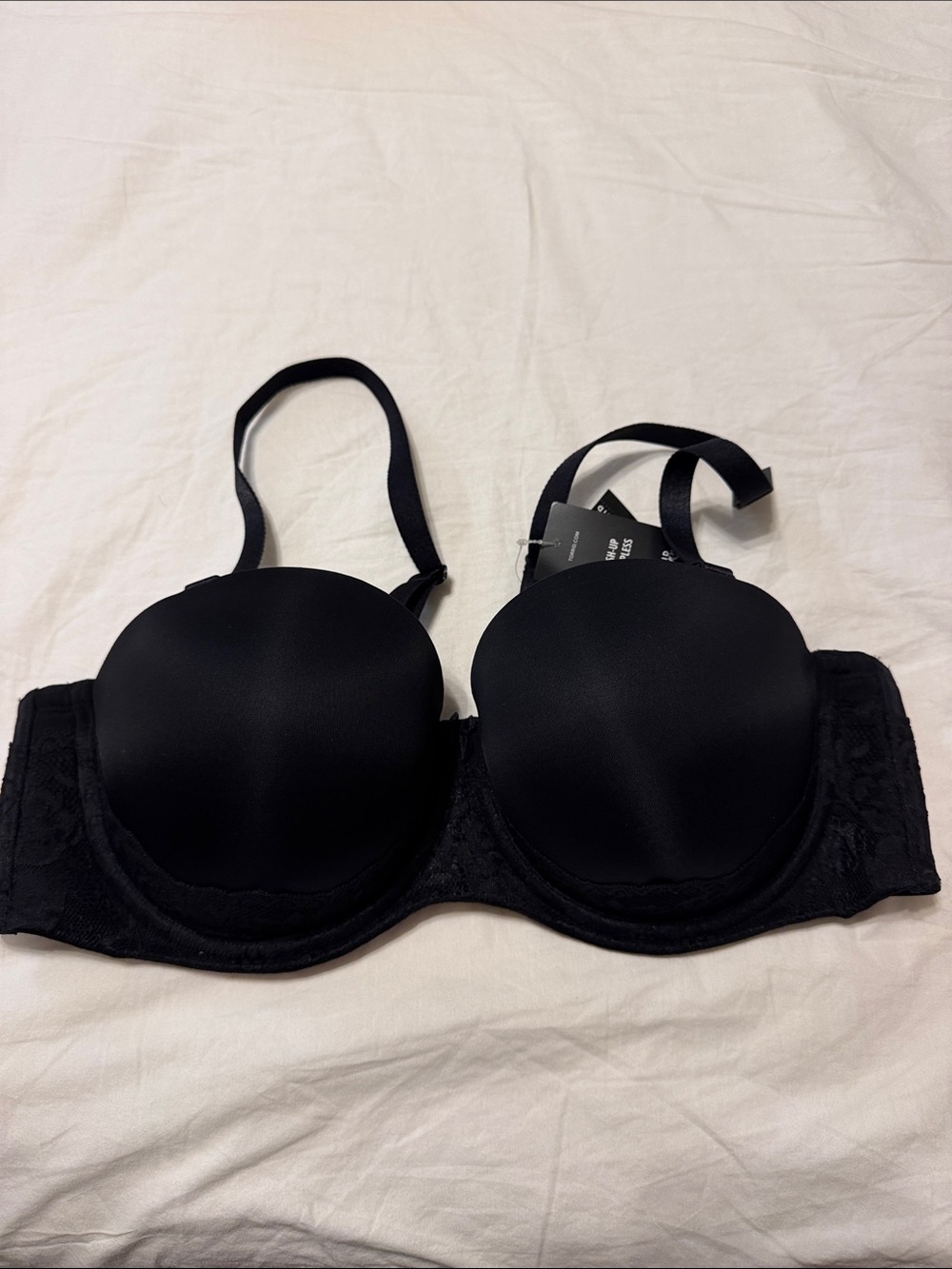 Everyday Black Strapless Push-Up Bra with Smooth Cups